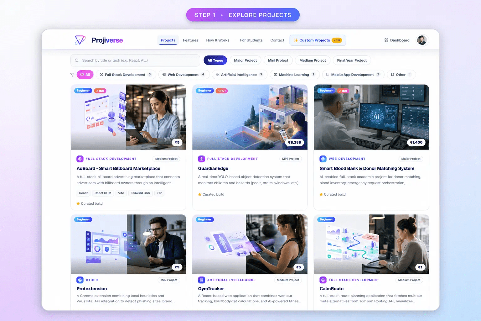 Step 1 · Explore Projects